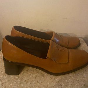 Vintage Sesto Meucci Loafer Pump Heels 9M Italy Leather Academia 90s